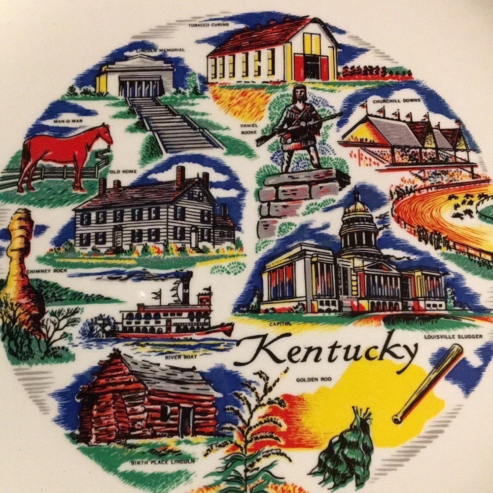 Kentucky Kitsch Tourist Souvenir Ceramic Collectible Plate Vintage 1960s - Picture 3 of 17